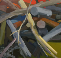 Woodpile, Red   52x48   Oil on Canvas   2016